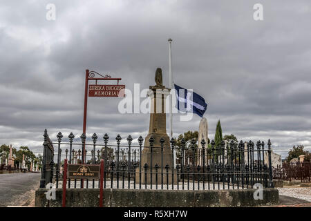 Old Ballarat Cemetery, Ballarat, Victoria, Australia. 3rd Dec 2018. Flags at half mast over the Eureka Diggers memorial grave sites. Credit: brett keating/Alamy Live News Stock Photo