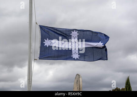 Old Ballarat Cemetery, Ballarat, Victoria, Australia. 3rd Dec 2018. The Eureka Flag flies at half mast over the Eureka Diggers memorial grave sites. Credit: brett keating/Alamy Live News Stock Photo