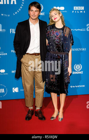 London, UK. 2nd Dec 2018. Tamsin Egerton and Josh Hartnett at the 21ST BRITISH INDEPENDENT FILM AWARDS CEREMONY on Sunday 2 December 2018 held at Old Billingsgate, London. Pictured: Tamsin Egerton, Josh Hartnett. Credit: Julie Edwards/Alamy Live News Stock Photo