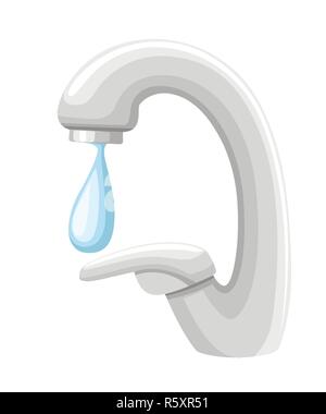 Water faucet with drop isolated on white background Stock Vector Image ...