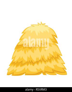 Golden color bale of hay. Haystack flat vector illustration isolated on white background. Stock Vector