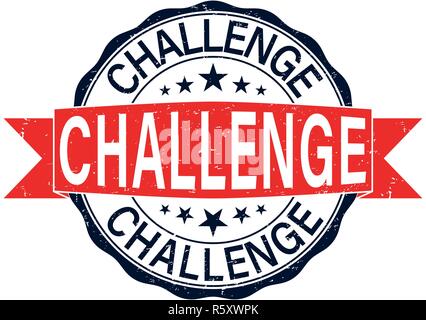 red challenge rubber web stamp with stars Stock Vector