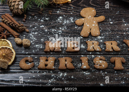 Gingerbreads and coffee for new years or christmas Stock Photo