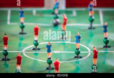 Player figurines of tabletop football game Stock Photo