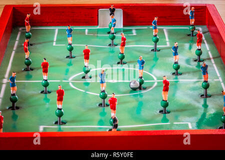 Player figurines of tabletop football game Stock Photo