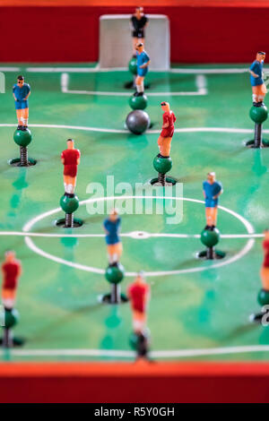 Player figurines of tabletop football game Stock Photo