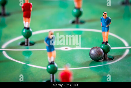 Player figurines of tabletop football game Stock Photo