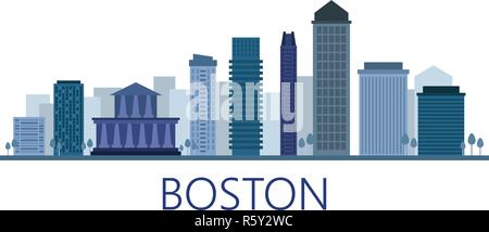 Boston skyline on white background Stock Vector