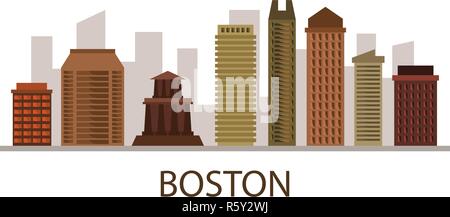 Boston skyline on white background Stock Vector