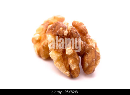 Two Healthy Walnuts on a White Background Stock Photo