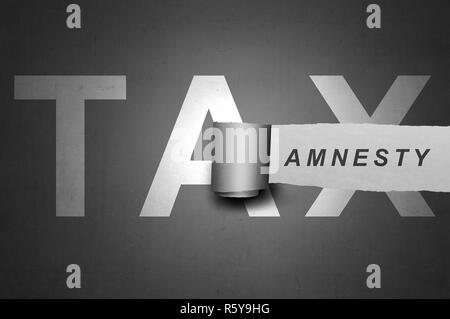 Tax amnesty quotes design on the gray board Stock Photo