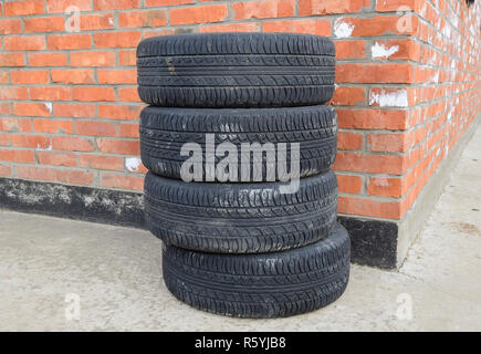 Four wheel drive. Rubber tires. Summer rubber set for the car Stock Photo