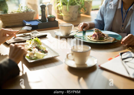 Having lunch in restaurant Stock Photo