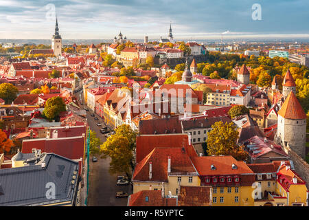 Aerial panorama of Old town, Tallinn, Estonia Stock Photo