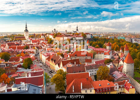 Aerial panorama of Old town, Tallinn, Estonia Stock Photo