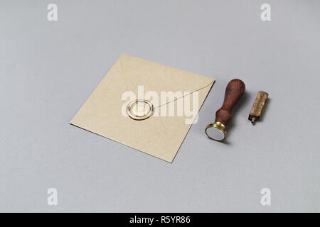 Envelope, seal, stamp Stock Photo