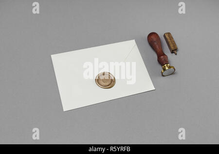 Envelope with wax seal Stock Photo