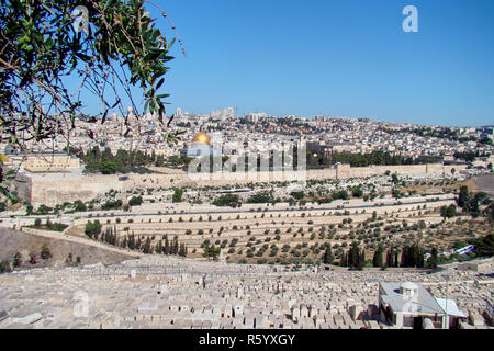 Panoramic view of old city of jerusalem from the mount of Olives Stock Photo