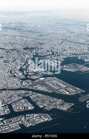 Aerial view of Yokohama-Kawasaki International port. Kawasaki, Japan. Stock Photo