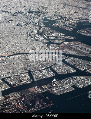 Aerial view of Yokohama-Kawasaki International port. Kawasaki, Japan. Stock Photo