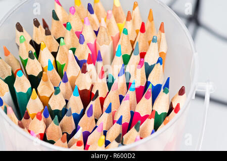 Colored pencils in a box Stock Photo