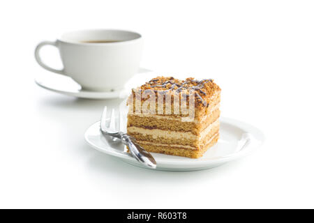 Cake with walnuts and honey. Stock Photo