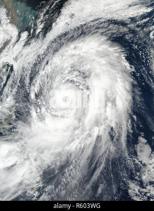 Typhoon Lan in the western Pacific. Elements of this image furnished by NASA. Stock Photo