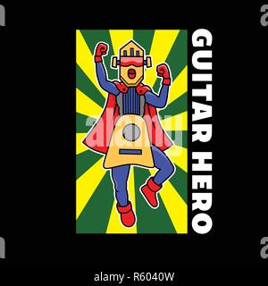 Guitar Hero Illustration mascot Stock Vector