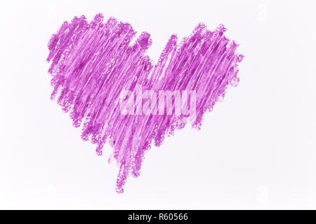 Purple heart crayon draw Stock Photo