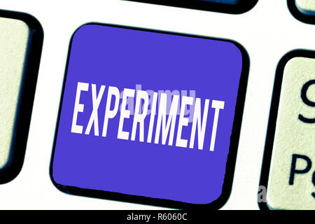 Word writing text Experiment. Business concept for Scientific procedure Make discovery test hypothesis demonstrate. Stock Photo