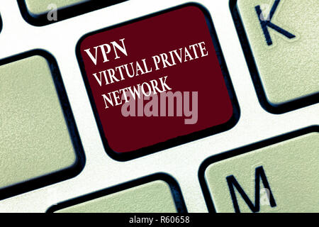 Text sign showing Vpn Virtual Private Network. Conceptual photo Safe Encrypted connection over the Internet. Stock Photo