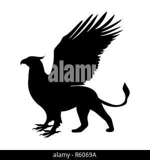 Griffin silhouette ancient mythology fantasy Stock Photo