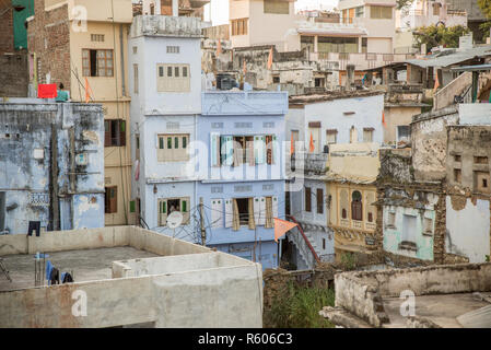 Buildings of Udaipur Old Town, Rajasthan, India Stock Photo