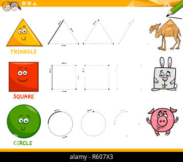 basic geometric shapes drawing worksheet Stock Photo