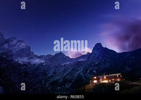 Night view on Tatra Mountains from Zelene pleso lake valley, Slovakia, Europe Stock Photo