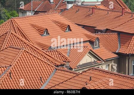 Tiled Building Roofs Stock Photo