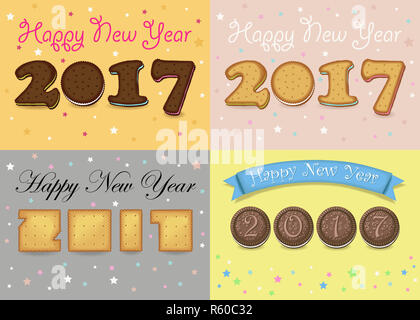 Happy New Year 2017. Cookies font Stock Photo