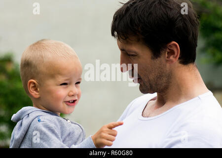 boy shows something Stock Photo