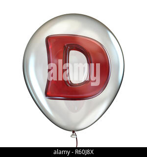 Letter D in transparent balloon 3D Stock Photo