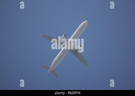 Chiangmai, Thailand - November 29 2018: B-16206 Airbus A321 of EvaAir. take off from Chiangmai Airport to taipei Taiwan. Stock Photo