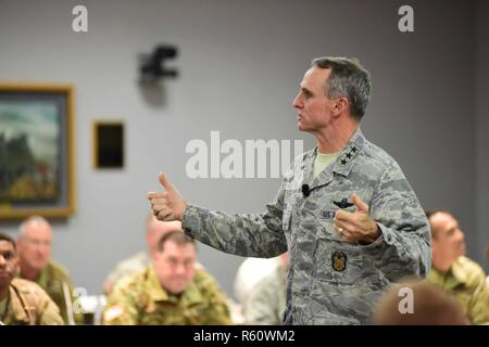 U.S. Air Force Lt. Gen. Anthony J. Rock, Inspector General of the Air Force, speaks with National Guard IGs during a NG IG workshop, Herbert R. Temple, Jr. Army National Guard Readiness Center, Arlington, VA, April 20, 2017. The NG IG workshop provided an opportunity for NG IGs from the 54 States, Territories, and District of Columbia, to convene at a national level to collectively establish future courses of action for program enhancement. IGs were also trained on updated IG regulations, policy changes, and NG specific issues. (Air National Guard Stock Photo