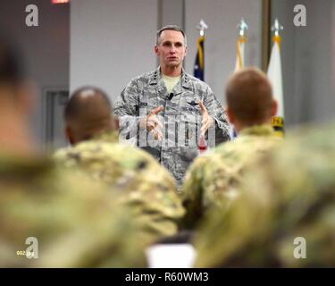 U.S. Air Force Lt. Gen. Anthony J. Rock, Inspector General of the Air Force, speaks with National Guard IGs during a NG IG workshop, Herbert R. Temple, Jr. Army National Guard Readiness Center, Arlington, VA, April 20, 2017. The NG IG workshop provided an opportunity for NG IGs from the 54 States, Territories, and District of Columbia, to convene at a national level to collectively establish future courses of action for program enhancement. IGs were also trained on updated IG regulations, policy changes, and NG specific issues. (Air National Guard Stock Photo