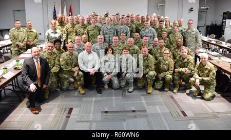 Army Maj. Gen. Leslie Smith, Deputy Inspector General, of the U.S. Army, speaks with National Guard IGs during a NG IG workshop, at the Herbert R. Temple, Jr. Army National Guard Readiness Center, Arlington, VA, April 20, 2017. The NG IG workshop provided an opportunity for NG IGs from the 54 States, Territories, and District of Columbia, to convene at a national level to collectively establish future courses of action for program enhancement. IGs were also trained on updated IG regulations, policy changes, and NG specific issues. (Air National Guard Stock Photo