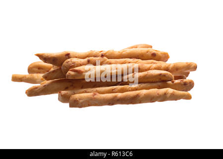 Freshly backed breadsticks  with parmesan isolated on white background Stock Photo