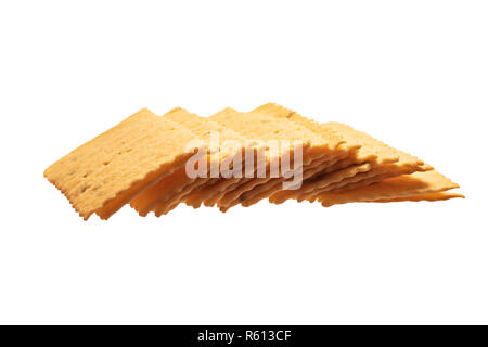 Cheese thin crackers isolated on white background Stock Photo