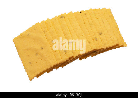 Cheese thin crackers homemade isolated on white background Stock Photo