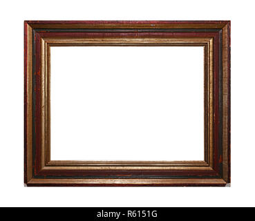 Vintage painted picture frame isolated on white Stock Photo