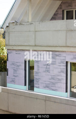 thermal insulation of a new building with panels made of polystyrene ...