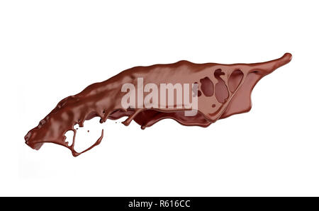 Chocolate splash isolated on white. 3d rendering Stock Photo