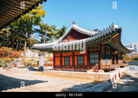 Changgyeonggung Palace with autumn maple in Seoul, Korea Stock Photo